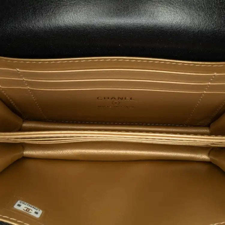 Quilted Calfskin Strass Clutch With Chain Flap - Chanel