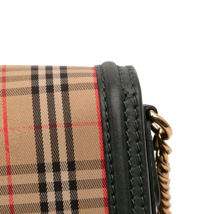 1983 Knight Check Canvas and Smooth Calfskin Grommet Chain Crossbody  - burberry
