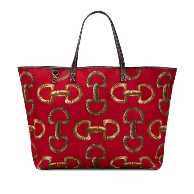 Printed Canvas Horsebit Tote - Gucci