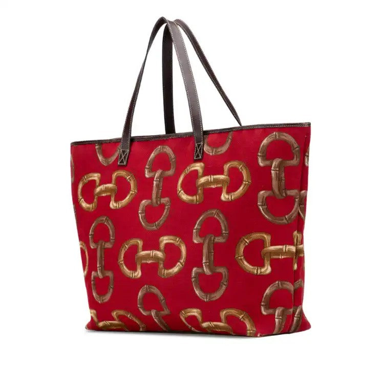 Printed Canvas Horsebit Tote - Gucci