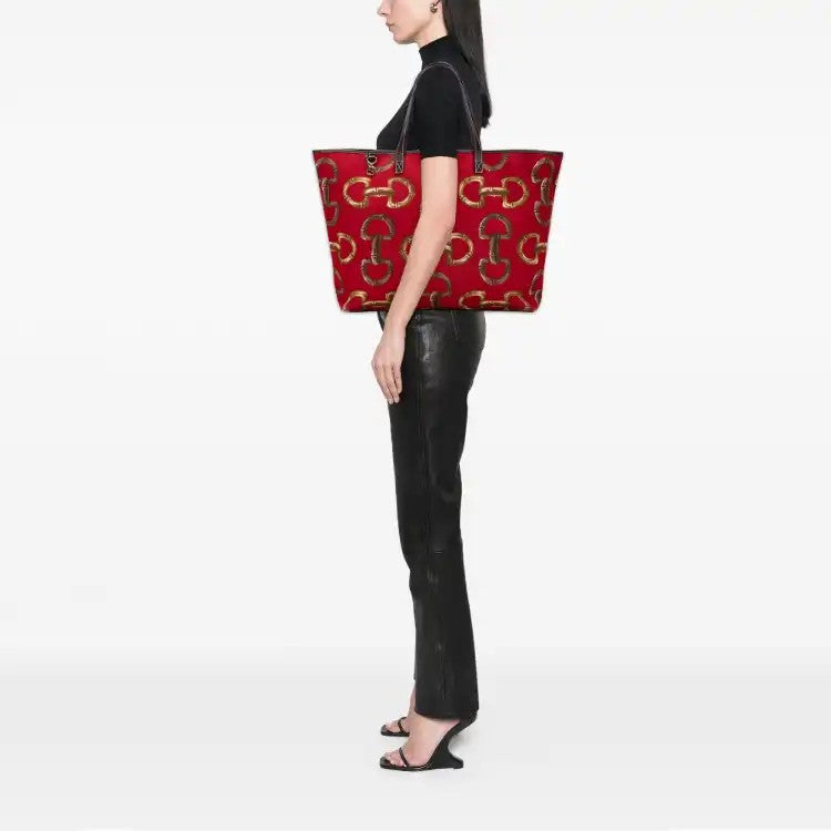 Printed Canvas Horsebit Tote - Gucci