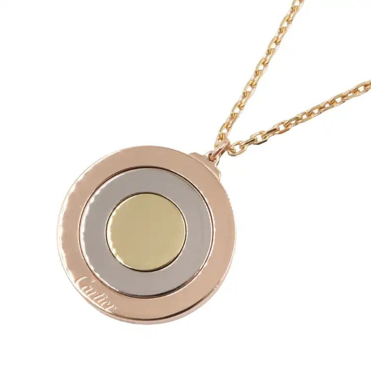 18K Tricolor Gold Trinity Disc Pendant Necklace  - Cartier
