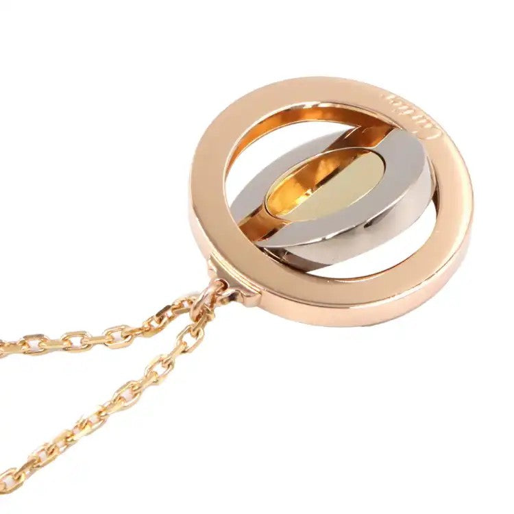 18K Tricolor Gold Trinity Disc Pendant Necklace  - Cartier