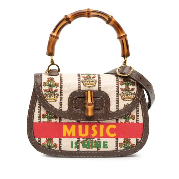 100th Anniversary Medium Canvas 1947 Bamboo Top Handle Bag - Gucci