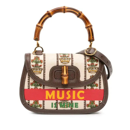 100th Anniversary Medium Canvas 1947 Bamboo Top Handle Bag - Gucci