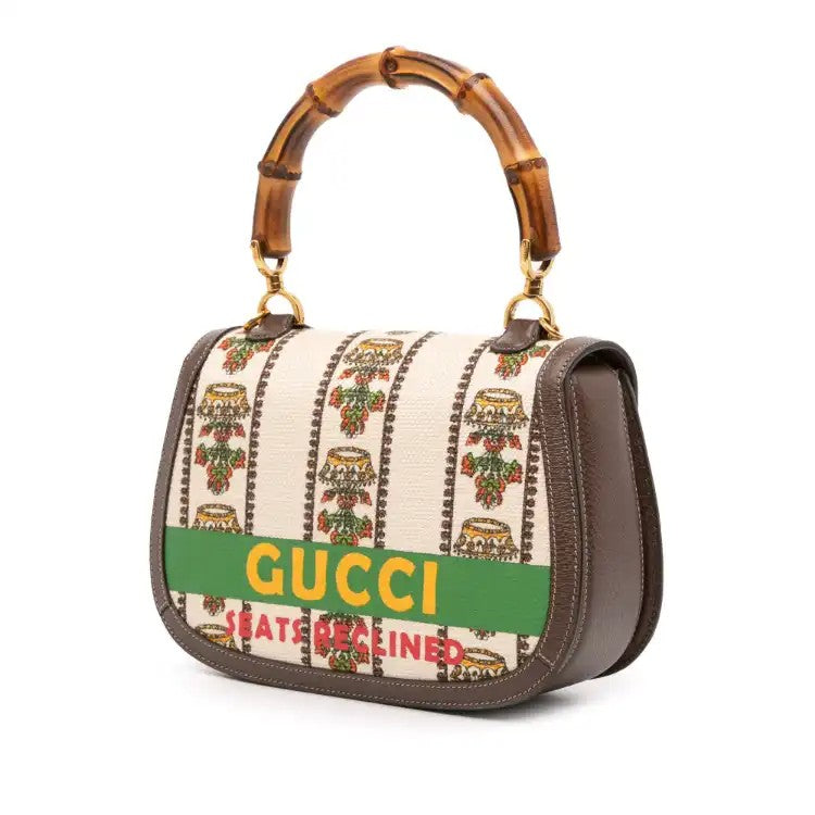 100th Anniversary Medium Canvas 1947 Bamboo Top Handle Bag - Gucci