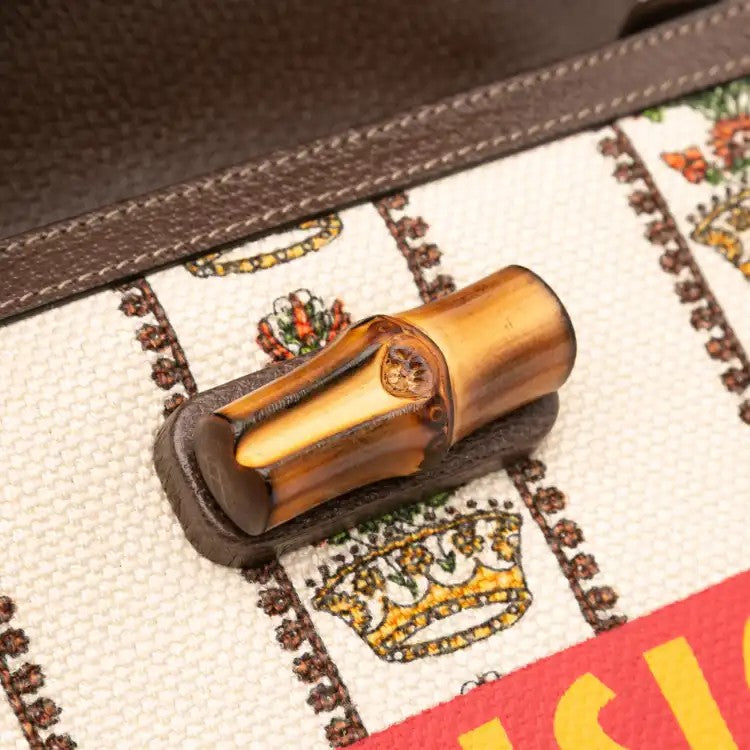 100th Anniversary Medium Canvas 1947 Bamboo Top Handle Bag - Gucci