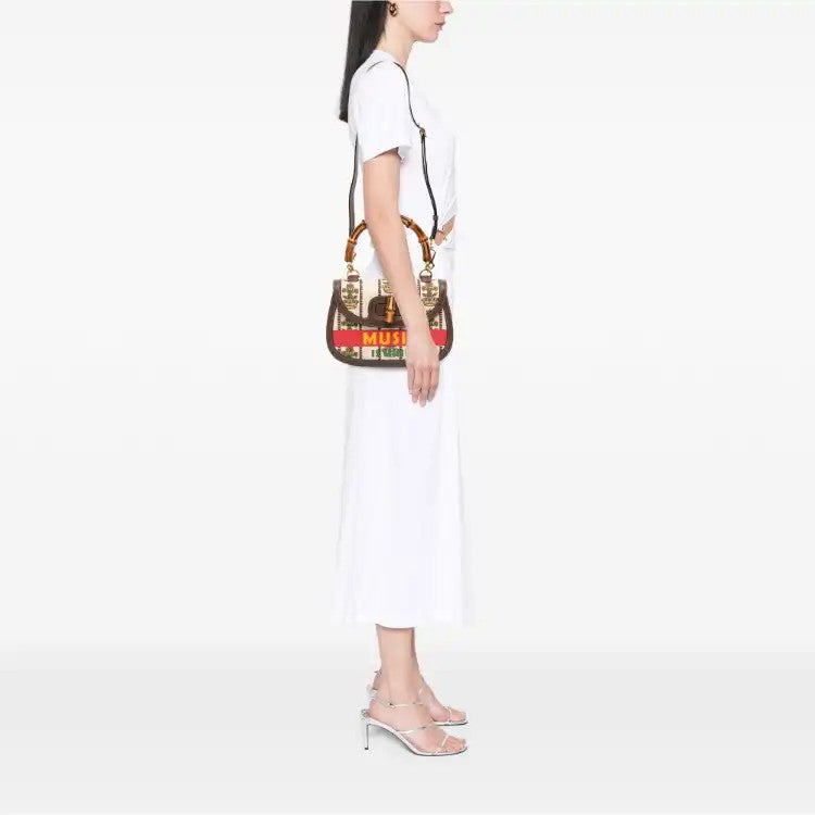 100th Anniversary Medium Canvas 1947 Bamboo Top Handle Bag - Gucci